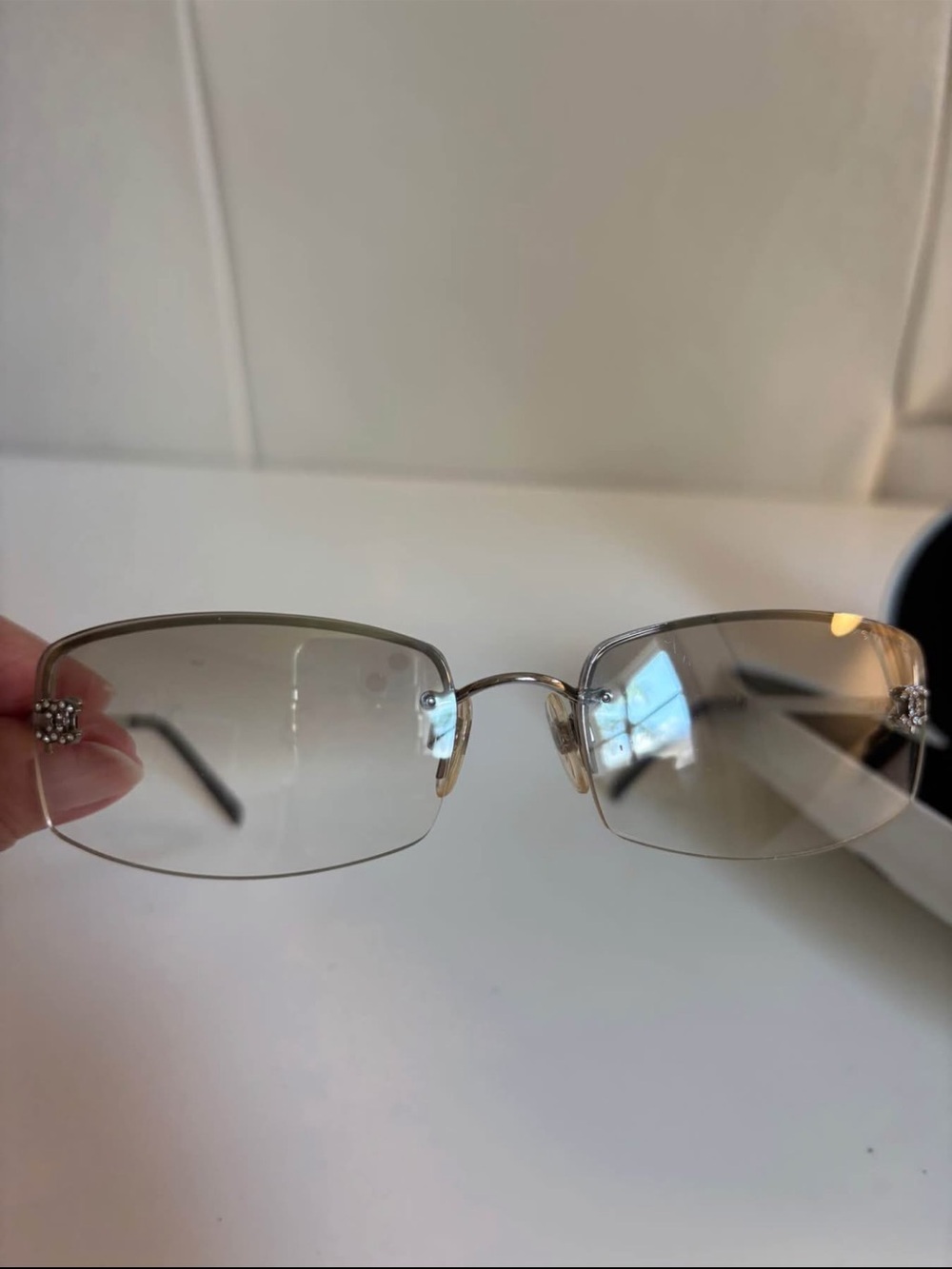 CHANEL Silver Rimless Gradient Vintage Sunglasses (RARE)